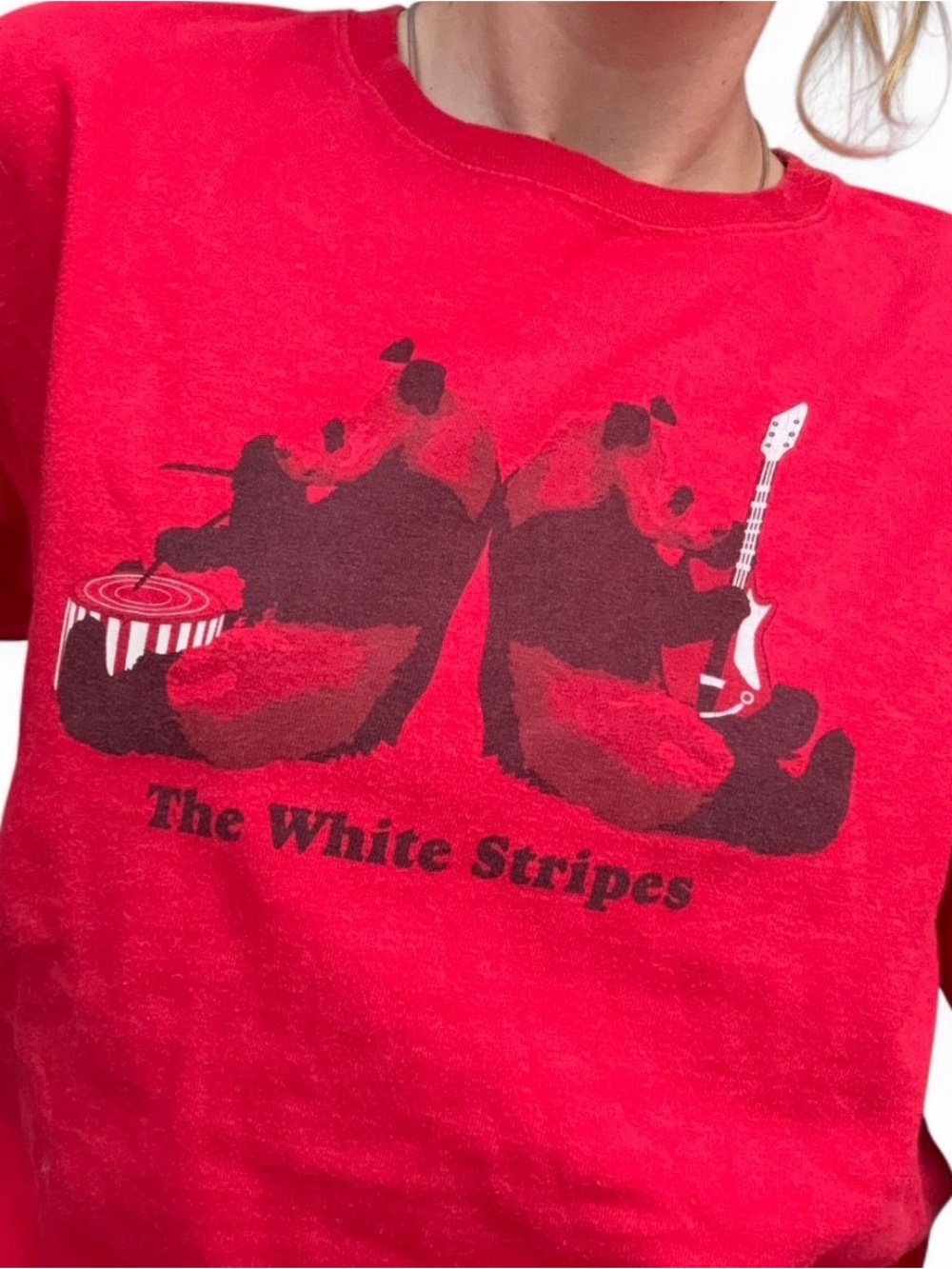 Vintage The White Stripes Graphic T-Shirt Red Hanes Heavyweight